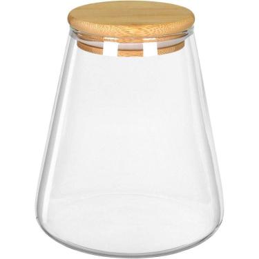 Imagem de Pote Porta Mantimentos Home&co Com Tampa Bambu Borossilicato 950ml 13x8x8cm Transparente