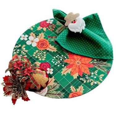 Imagem de Kit Natal: 4 Capas + Bases MDF + Guardanapos + Anéis Decorativos - Cri