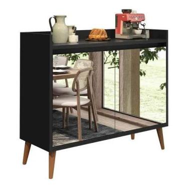 Imagem de Buffet delux delta classico glos com espelho 2 portas preto - Village 