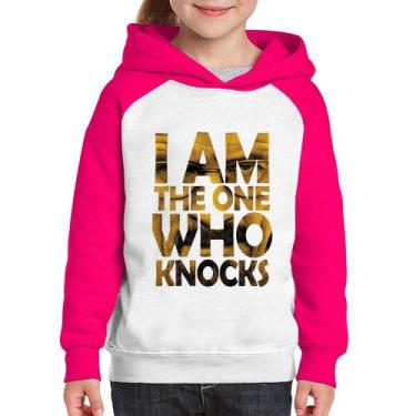 Imagem de Moletom Infantil I Am The One Who Knocks - Foca na Moda, Branco, Rosa,
