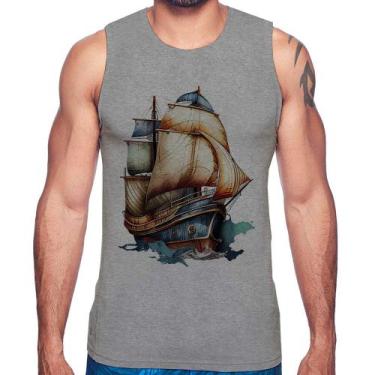 Imagem de Regata Navio Vintage - Foca na Moda, Cinza, GGG