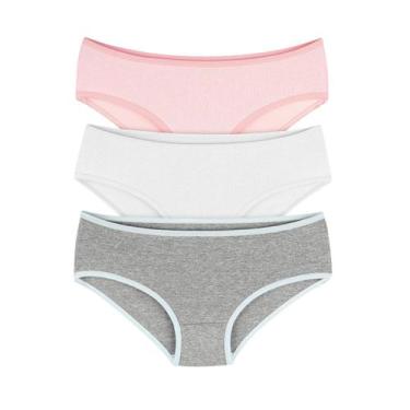 Imagem de Calcinha Infantil Lisa Kit 3 Peças Premium DCP Kids, G, Colorido