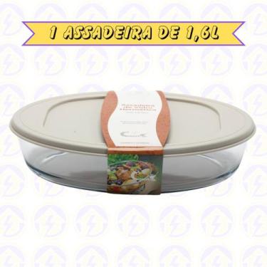 Imagem de 1uni Travessa Sobremesa 1,6L Vidro Fricassê Frezeer Forno Tampa - Casa