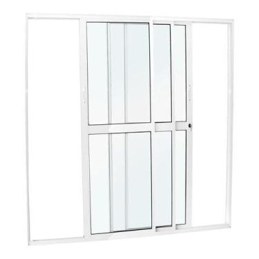 Imagem de Porta de Correr em Alumínio Branco 210x150x10 cm 3 Folhas VL Móveis No