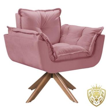 Imagem de Poltrona Opalla Giratória Madeira Suede D Salla, Rosa