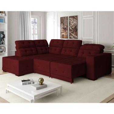 Imagem de Sofá Canto 285 x 205 cm Chaise E Sttilo Retrátil Mola D26 Suede Bordô 