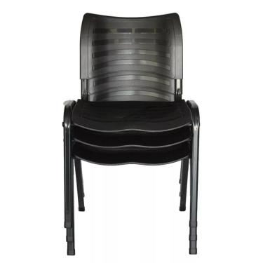 Imagem de Kit 3 cadeiras prisma iso fixa desmontável empilhavel - recepção - sala de espera - cor preta