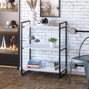 Imagem de Estante Industrial Kuadra com 2 Nichos 80 cm - Branco/Preto - Compace,