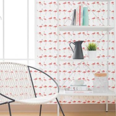 Imagem de Adesivo De Parede Animais Flamingo-Rosado 310x58cm - PapelDeParedeDigi