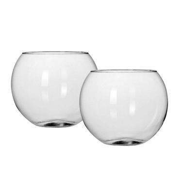 Imagem de Kit 2 Vasos Vidro Redondo Tipo Aquário 1,5 Litros Decoração E Terrários - Mistral 