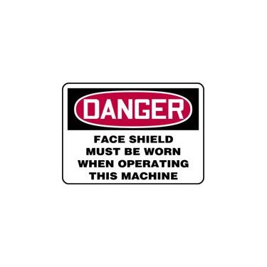 Imagem de Accuform Placa de segurança "Danger Face Shield Must Be Worn When Operating This Machine", Aluma-Lite™, 7 x 10 polegadas (MPPE077XL)