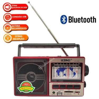 Imagem de Rádio Retrô 11 Faixas Usb Sd Am Fm Bluetooth Potente LE604 - Lelong, V