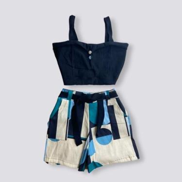 Imagem de Conjunto Plus Size Feminino Cropped Short Estampado 1831 - Bellucy Mod