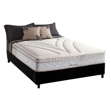 Imagem de Cama Box Casal: Colchão Molas Herval Maxspring American + Base Crc Suede Black(138X188)