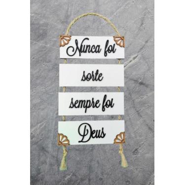 Imagem de Placa Decorativa P/ Porta Ou Parede Deus Mdf Quadro C/ Corda Br - Mede