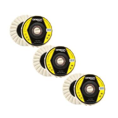 Imagem de 3pc disco flap feltro lã 115mmx22,23mm polimento super macio - OMEGA