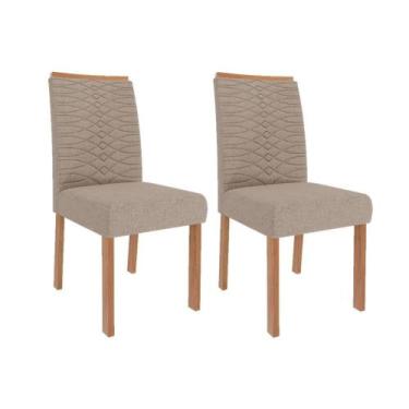 Imagem de Kit 2 Cadeiras Sala Jantar Clarice Wood 2 Un Madeirado/ Linho Bege - C