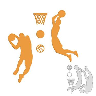 Imagem de GLOBLELAND Corte de metal para jogador de basquete, aros de basquete, recortes de matriz para scrapbooking, fazer álbuns, decoração de envelope, platina fosca