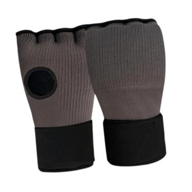 Imagem de oshhni Envoltório de mão para boxe, luvas internas, alças de pulso rápidas para adultos, luvas macias ajustáveis ​​de meio dedo para exercício, mma, Cinza Escuro