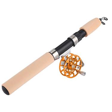 Imagem de Vara de Pesca Telescópica de 26 Polegadas, Acessórios Portáteis para Pesca No Gelo de Inverno Ao Ar Livre Com Carretel, Resistente para Pesca (Ouro)