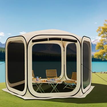 Imagem de HOOYEAH Tenda Pop-Up Com Tela, Casa De Tela Instantânea, Sala De Tela Portátil, Dossel, Gazebo Externo Com Mosquiteiro Para Pátio, Quintal, Jardim E Atividades Ao Ar Livre, 12X12