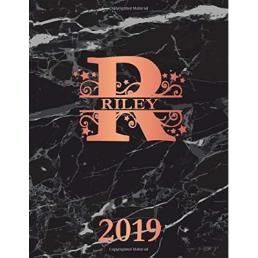 Imagem de Riley 2019: Personalized Name Weekly Planner 2019. Monogram Letter R Notebook Planner. Black Marble & Rose Gold Cover. Datebook Calendar Schedule