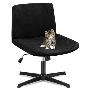 Imagem de Deisy Dee Capas de cadeira de escritório com pernas cruzadas de veludo - Atualize sua cadeira de trabalho de computador sem braços com capas elásticas de veludo macio e vibrante - Transforme seu