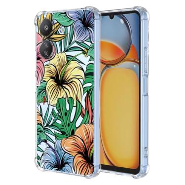 Imagem de JDYGWK Capa para Xiaomi Redmi 13C 4G Poco C65 com estampa de flores transparentes, TPU macio fino, leve, à prova de choque, capa protetora para celular para Xiaomi Redmi 13C 4G, aquarela