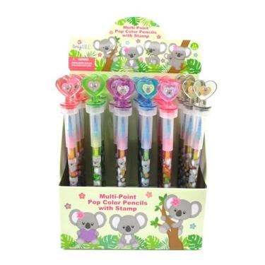 Imagem de TINYMILLS 24 peças de giz de cera empilhável 2 em 1 Koala com topo de carimbo extra, lembrancinhas de festa infantil, sacos de brindes, recompensas de sala de aula, prêmios