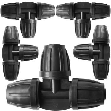 Imagem de CARPATHEN 5 peças de conector em T farpado - para tubos de irrigação 5/16 (0,106.7 cm OD x 0,76.2 cm ID) - Divisor 3 Way Lock T Conectores para sistema de irrigação por gotejamento - Acessórios de