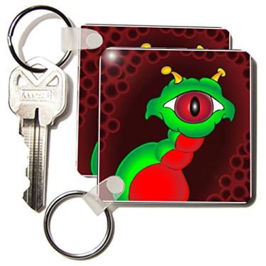 Imagem de 3dRose Trepadeira alienígena ALIENS AND UFOS emoldurada - chaveiros, 5,7 x 11,4 cm, conjunto de 2 (kc_28615_1)