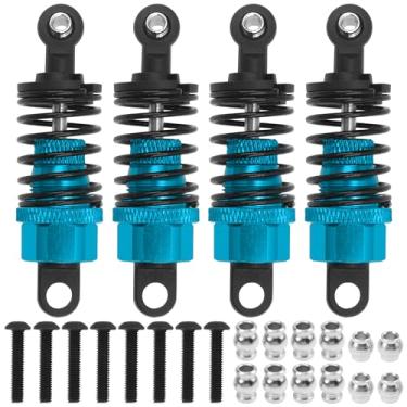 Imagem de Pacote com 4 amortecedores ShareGoo 52 mm montados compatíveis com Tamiya 1/10 TT-01 TT-02 TA05 TL-01 TA03 MF-01X RC peças de atualização de chassi de carro (azul)