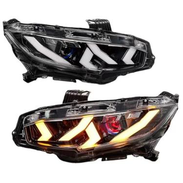 Imagem de Luzes de carro compatíveis com lente de projetor de farol de LED Civic 2017-2020 compatível com farol Civic X animação DRL acessórios automotivos