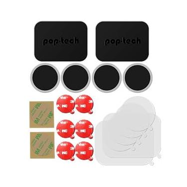 Imagem de Pop-Tech Pop-Tech 3M Fitas Adesivas Adesivas Pacote de Acessórios Kit de Substituição para Base Magnética de Suporte de Carro de Telefone, Inclui Placa de Metal Retangular e Placa Mágica Redonda, Películas Protetoras Transparentes