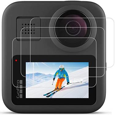 Imagem de Protetor de tela PCTC compatível com GoPro Max Ultra Clear de vidro temperado para câmera de ação Go Pro Max (3 peças)