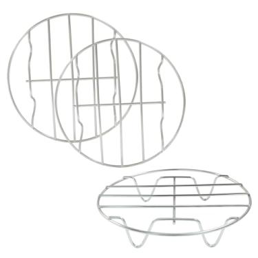 Imagem de Unlorspy Conjunto de 3 unidades de rack de fritadeira a ar, 15 cm/5,9 polegadas multiuso aço inoxidável para cozinhar a vapor com suporte para fritadeira a ar, panela de pressão e conservas de panela