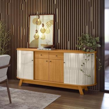 Imagem de Buffet 4 Portas 2 Gavetas Mônaco Cinamomo Off White