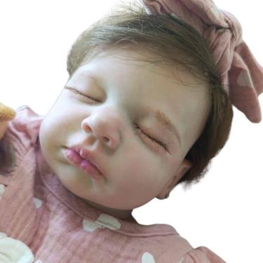 Imagem de Bebê Reborn Menina Artesanal Olhos Fechados Toda De Silicone De Vínil Macia