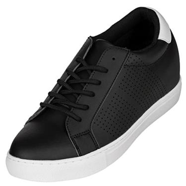 Imagem de CALTO Tênis masculino invisível que aumenta a altura - couro preto leve cadarço casual moderno tênis - 6 cm mais alto - H0831 - tamanho 10 D D (M) EUA