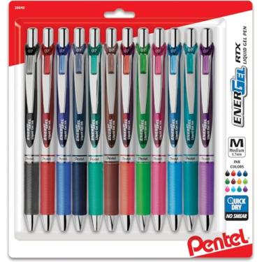 Imagem de Pentel EnerGel XM BL77 - Caneta de tinta de gel líquido retrátil - 0,7 mm - 52% reciclada - Pacote com 12 cores mistas
