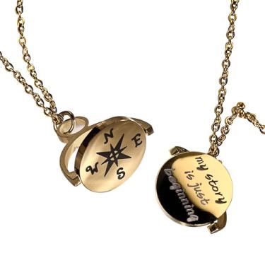 Imagem de Kueroami Presentes de formatura para ela 2024, colar de bússola giratória para mulheres, meninas, presentes de formatura para ensino médio para filha, neta, sobrinha, 15cm*10cm*4cm, Banhado a ouro,