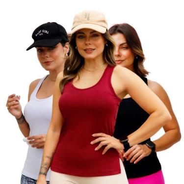 Imagem de Kit 3 Regata Blusinha Tapa Bumbum Viscose Grossa Fitness Top - LUFRAN,