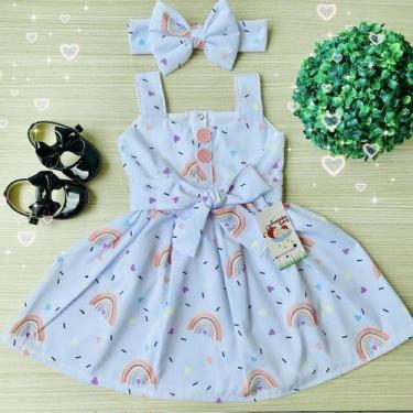 Imagem de Vestido Arco Iris Branco Lili + faixinha de cabelo - Joaninha Baby, 06