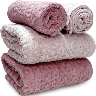 Imagem de Jogo de Banho Atlântica Cosmopolitan Aveludada 100% Algodão Fio Penteado Jacquard Toalha Macia Grossa (Lilás)