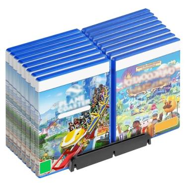 Imagem de GEEKRIA Suporte de armazenamento de disco de jogo compatível com Sony PlayStation 5 Slim, Pro, Nintendo Switch, Xbox Series, CD, DVDs, suporte de grande capacidade para 16 CDs, acessórios universais