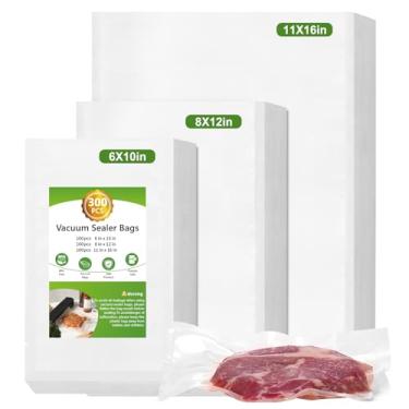 Imagem de Moretoes 300 sacos seladores a vácuo, 100 galões 28 x 40,6 cm e 100 litros 20,3 x 30,5 cm e 100 litros, 15,2 x 25,4 cm, sem BPA, sacos de refeição pré-cortados com lacre a vácuo de grau comercial para