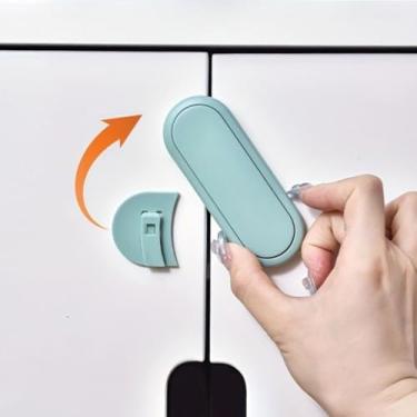 Imagem de Kit 2 Travas Multiuso de Segurança Para Portas e Gavetas de Armário Infantil Sem Furos Proteção e Segurança Criança e Bebê Aplicação Simples e Prática Premium Trava Adesiva para Moveis Trava de Gabinete LC Pagotti (Cinza)