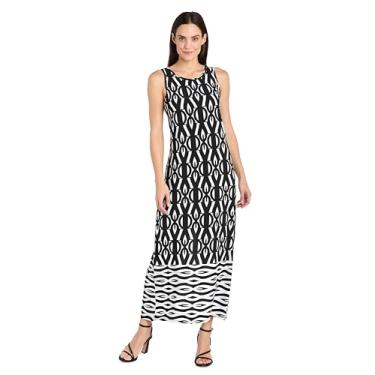 Imagem de R&M Richards Vestido longo Daydream estampado feminino, Preto/branco, 38