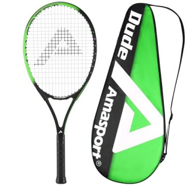 Imagem de AMA SPORT Raquetes de tênis Pro Dude - 68,5 cm - Raquete de tênis composta de carbono - Raquete de tênis intermediária para iniciantes - Pré amarrada - verde