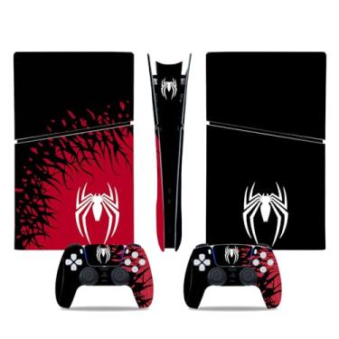 Imagem de Decalque para console e controles PS5 Slim, acessórios de console PS5 finos, adesivos de vinil para PlayStation 5 Slim, edição digital - preto e vermelho